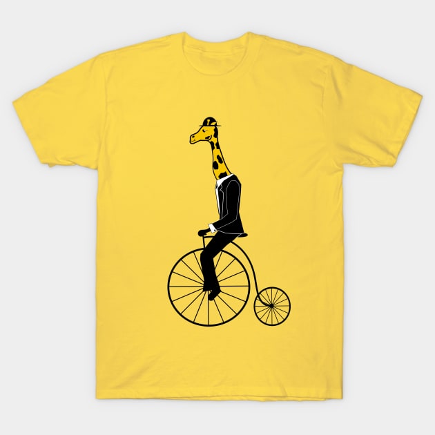 Penny-farthing Giraffe T-Shirt by wilynsical